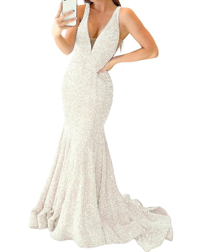 Prom Dresses Long for Women A Line with Pockets V Neck Formal Evening Ball Gown 1800-ivory $47.50 Dresses