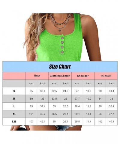 Womens U Neck Tank Tops Summer Sleeveless Loose Button Casual Henley Shirts Forest Green $10.10 Tanks