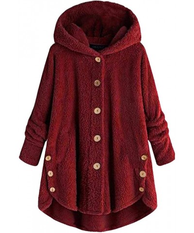 Women's Fleece Oversized Sweatshirt Fuzzy Zip Up Pullover Long Sleeve Plus Size Tops Sherpa Jackets With Pockets 8a-wine $12....