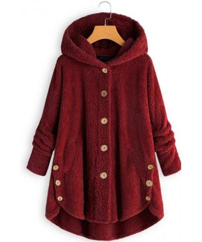 Women's Fleece Oversized Sweatshirt Fuzzy Zip Up Pullover Long Sleeve Plus Size Tops Sherpa Jackets With Pockets 8a-wine $12....