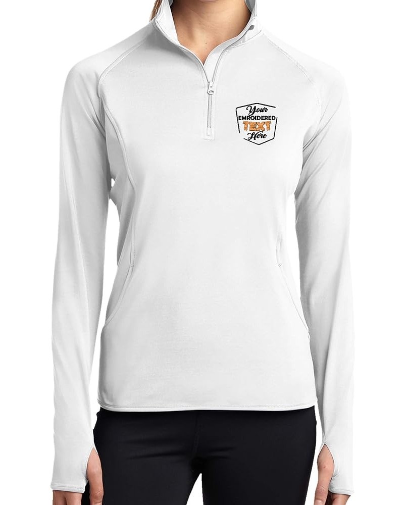 Personalized Embroidered Zip Pullover Custom Add Your Text Half Zip Sport Sweatshirt for Women White $25.14 Activewear