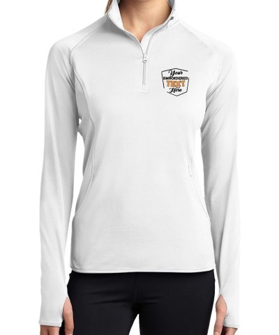 Personalized Embroidered Zip Pullover Custom Add Your Text Half Zip Sport Sweatshirt for Women White $25.14 Activewear