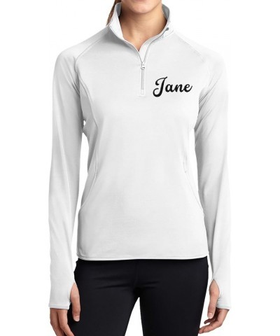 Personalized Embroidered Zip Pullover Custom Add Your Text Half Zip Sport Sweatshirt for Women White $25.14 Activewear