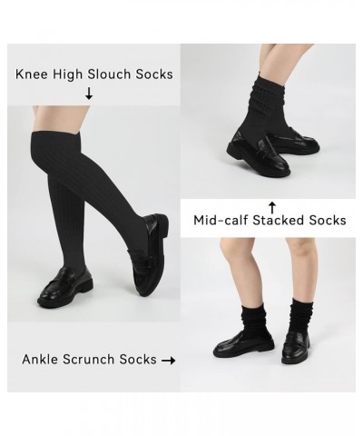 Slouch Socks Women Knee High Scrunch Scrunchie Socks 3 Pairs Size 6-11 Black $14.74 Socks