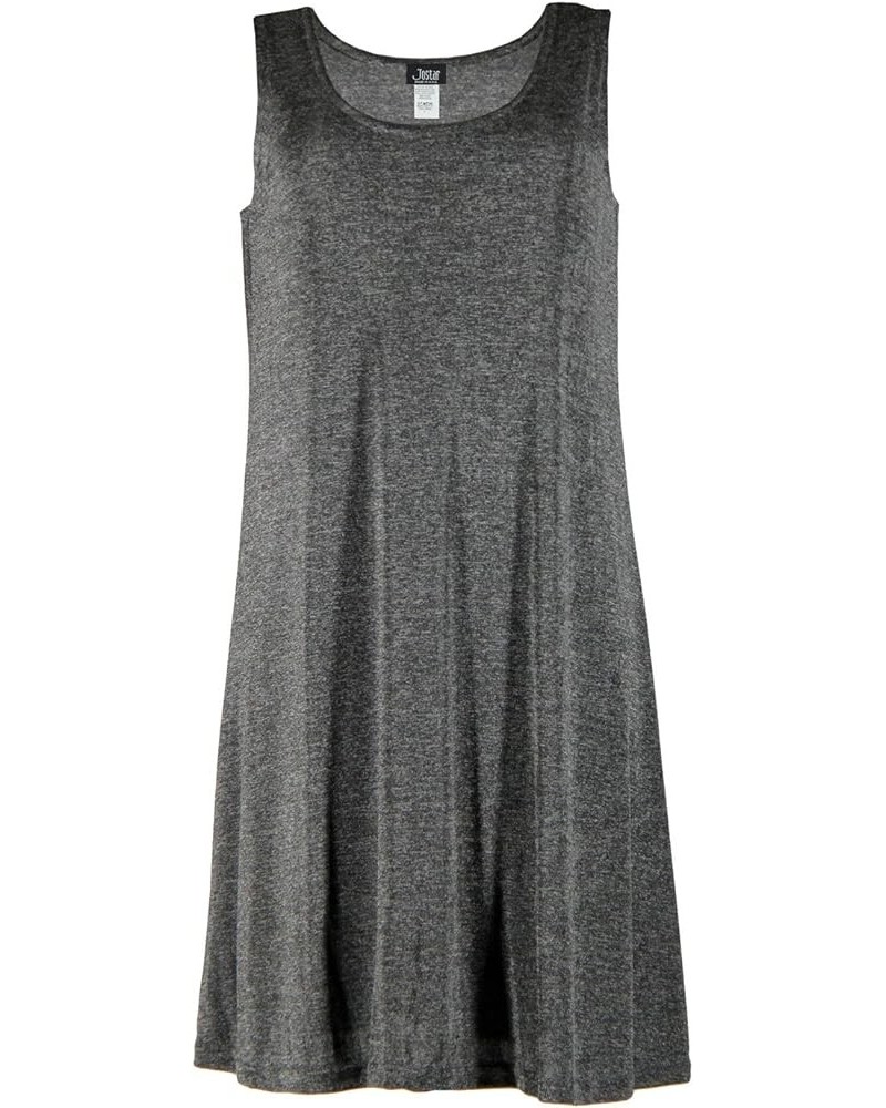 Women's Tank Mini Dress – Sleeveless Scoop Neck Casual Solid Stretch T Shirt Short One Piece Heather Grey $17.39 Dresses