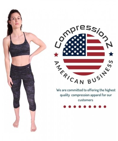 High Waisted Capri Leggings for Women Tummy Control - Workout Yoga Pants Camo Black W/ Pockets $21.65 Pants