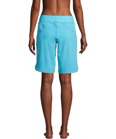 Women's 11" Quick Dry Elastic Waist Modest Board Shorts Swim Cover-up Shorts with Panty Turquoise $19.73 Swimsuits