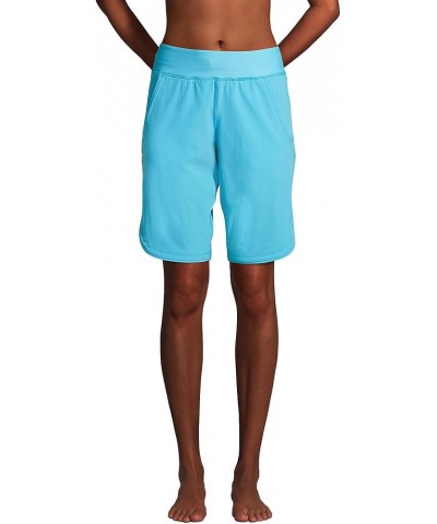 Women's 11" Quick Dry Elastic Waist Modest Board Shorts Swim Cover-up Shorts with Panty Turquoise $19.73 Swimsuits