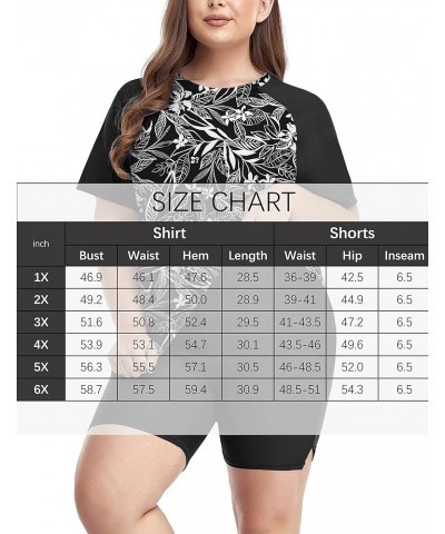 2 Piece Plus Size Rash Guard for Women, Short Sleeve with Boyshorts UPF 50+ Surfing Swimwear 1X 2X 3X 4X 5X 6X Set (Shirt & S...