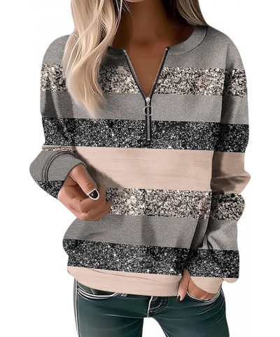 Women's Oversized Sweatshirt Quarter Zip Up Plus Size Long Sleeve Tops Pullover Fall Fashion Casual Tunic Outfits 2-light Gra...