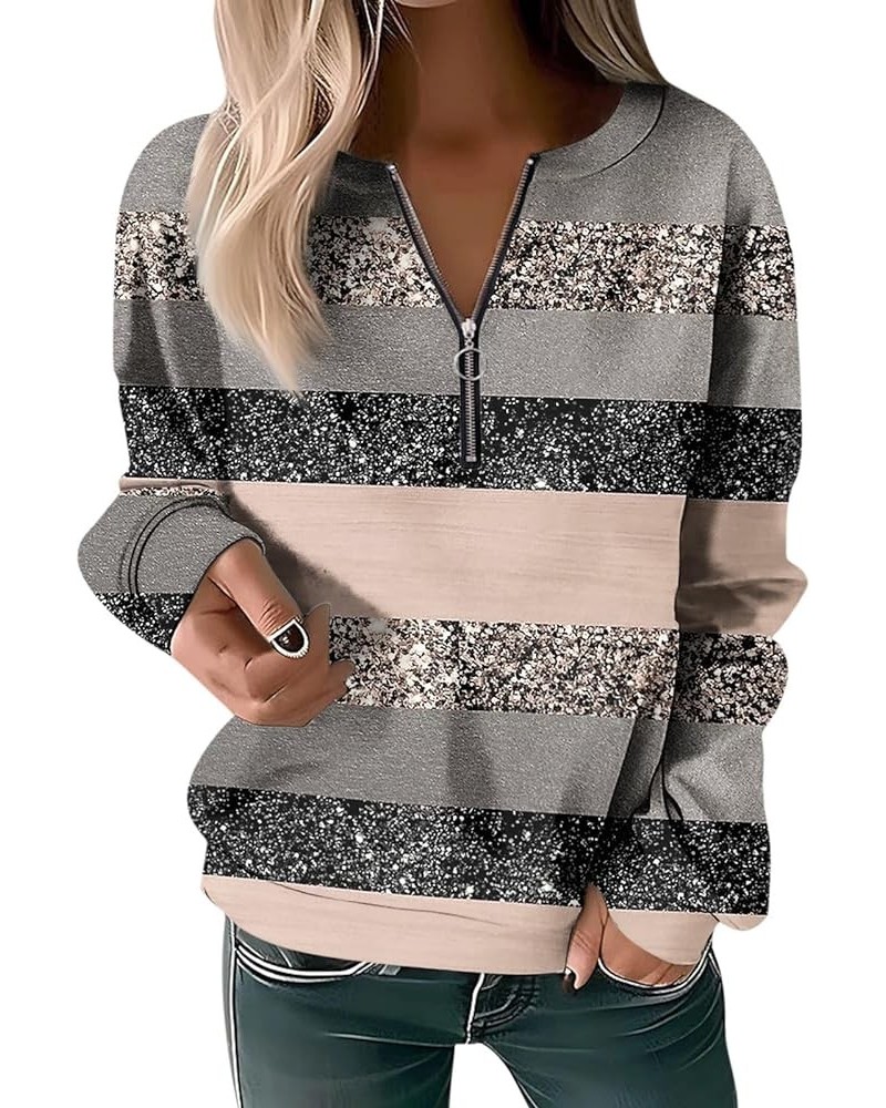 Women's Oversized Sweatshirt Quarter Zip Up Plus Size Long Sleeve Tops Pullover Fall Fashion Casual Tunic Outfits 2-light Gra...
