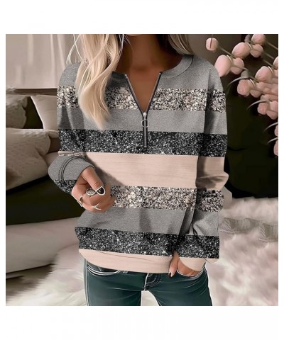 Women's Oversized Sweatshirt Quarter Zip Up Plus Size Long Sleeve Tops Pullover Fall Fashion Casual Tunic Outfits 2-light Gra...