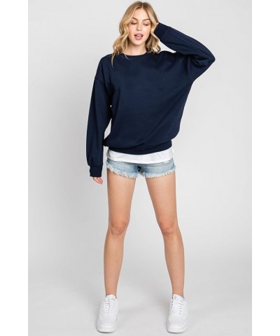 Womens Loose Fit California and Los Angeles Fleece Sweatshirts Solid Navy $17.84 Hoodies & Sweatshirts