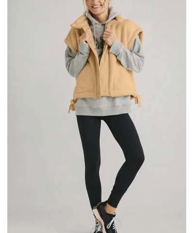 Women's Oversized Fleece Vest Sleeveless Casual Button Down Piecing Fuzzy Sherpa Gilet Jacket with Pockets Khaki $25.36 Vests