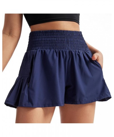 Flowy Athletic Shorts for Women Gym Yoga Workout Running Pleated Tennis Skirts High Waisted Cute Clothes Summer Navy Blue $17...