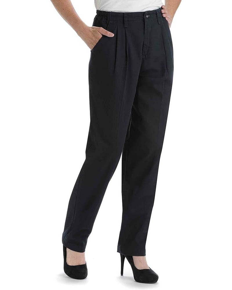 Women's Petite Relaxed-Fit Side-Elastic Straight-Leg Pant Navy $13.53 Pants