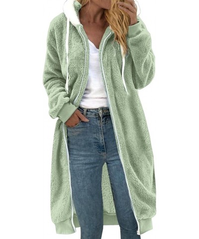 Womens Winter Fuzzy Fleece Jacket Hooded Patchwork Cardigan Coats Oversized Fluffy Sherpa Outerwear with Pockets 00a1-mint Gr...