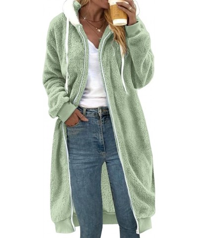 Womens Winter Fuzzy Fleece Jacket Hooded Patchwork Cardigan Coats Oversized Fluffy Sherpa Outerwear with Pockets 00a1-mint Gr...