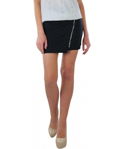 Women's PU Metallic Shiny Liquid Faux Leather Fun Skirt Zip Closure - Black $8.29 Skirts