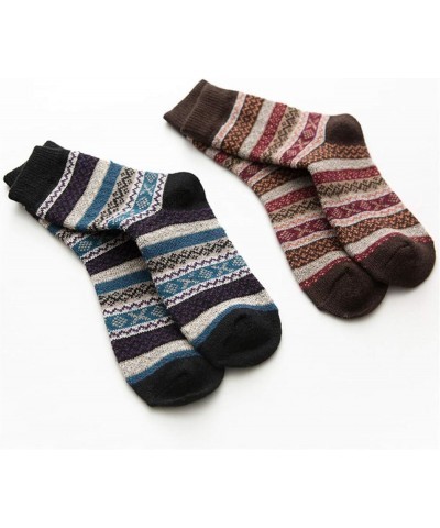 5 Pairs Vintage Winter Women Socks Warm Thick Knitted Soft Wool Socks Christmas Gifts Cozy Crew Socks Q-2 $9.17 Activewear