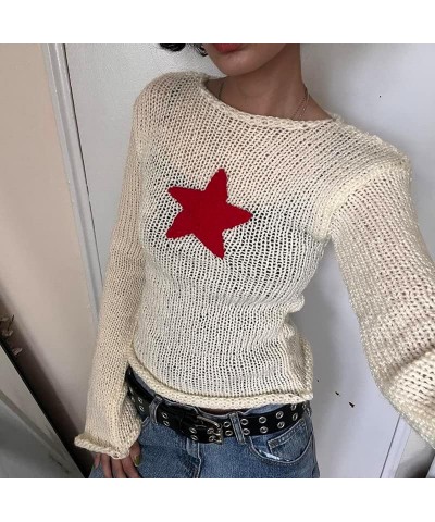 Women Star Graphic Print Crop Tops Y2k Aesthetic Long Sleeve Shirts Fairy Grunge E Girls Tees Shirt Clothes G-white $13.62 T-...