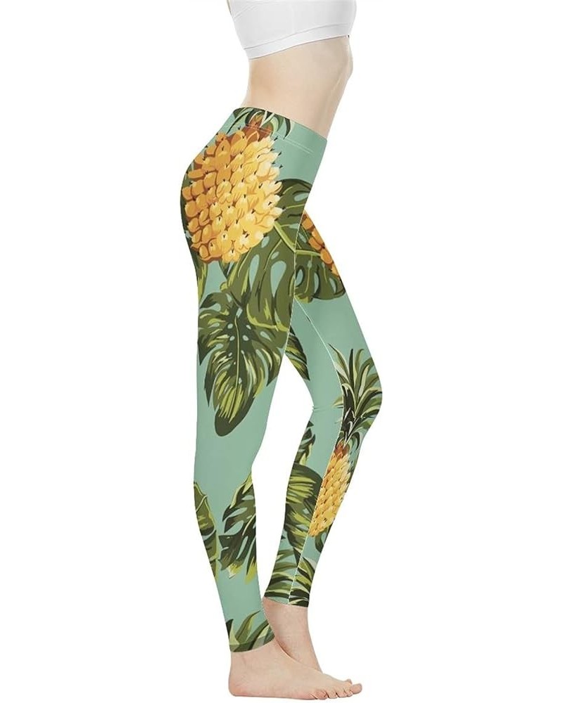 Long Yoga Pants for Women Tall Sexy Butt Lift Tights Leggings High Waist Sport Trousers Tummy Control XS-3XL Tropical Pineapp...