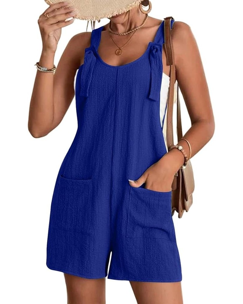 Womens Jumpsuits Overalls Casual Loose Sleeveless Adjustable Straps Bib Jumpsuits Long/Short Pant Romper with Pockets E Dark ...