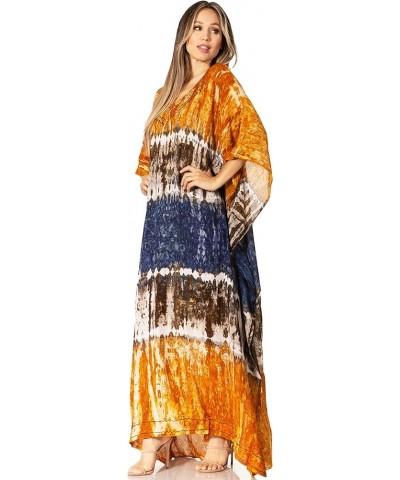 Catia Women's Boho Casual Long Maxi Caftan Dress Kaftan Cover-up LougeWear 18-gold $19.71 Swimsuits