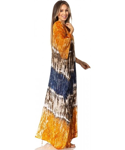 Catia Women's Boho Casual Long Maxi Caftan Dress Kaftan Cover-up LougeWear 18-gold $19.71 Swimsuits