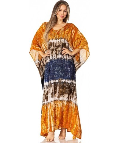 Catia Women's Boho Casual Long Maxi Caftan Dress Kaftan Cover-up LougeWear 18-gold $19.71 Swimsuits