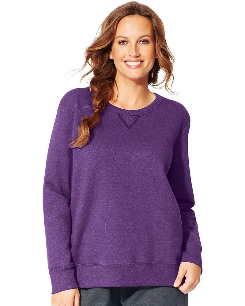 Women's Plus-Size EcoSmart Sweatshirt with V-Notch Violet Splendor Heather $11.13 Hoodies & Sweatshirts