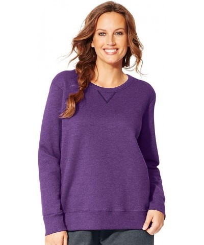 Women's Plus-Size EcoSmart Sweatshirt with V-Notch Violet Splendor Heather $11.13 Hoodies & Sweatshirts