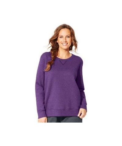 Women's Plus-Size EcoSmart Sweatshirt with V-Notch Violet Splendor Heather $11.13 Hoodies & Sweatshirts