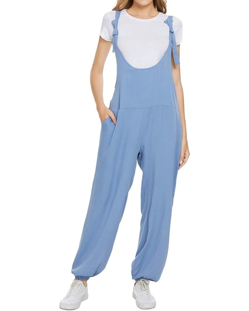 Women's Button Down Solid Pinafore Overall Shorts with Pockets 055-light Blue $13.91 Overalls