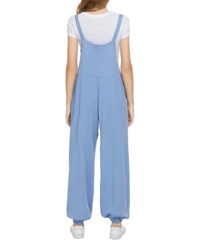 Women's Button Down Solid Pinafore Overall Shorts with Pockets 055-light Blue $13.91 Overalls