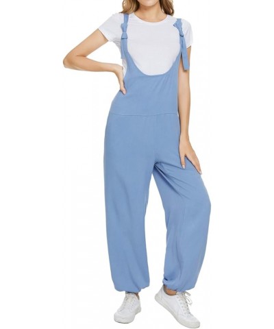 Women's Button Down Solid Pinafore Overall Shorts with Pockets 055-light Blue $13.91 Overalls