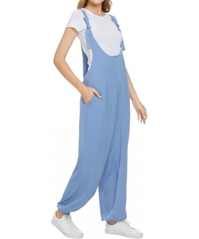 Women's Button Down Solid Pinafore Overall Shorts with Pockets 055-light Blue $13.91 Overalls