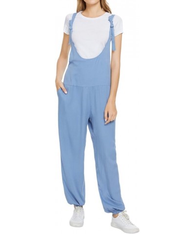 Women's Button Down Solid Pinafore Overall Shorts with Pockets 055-light Blue $13.91 Overalls