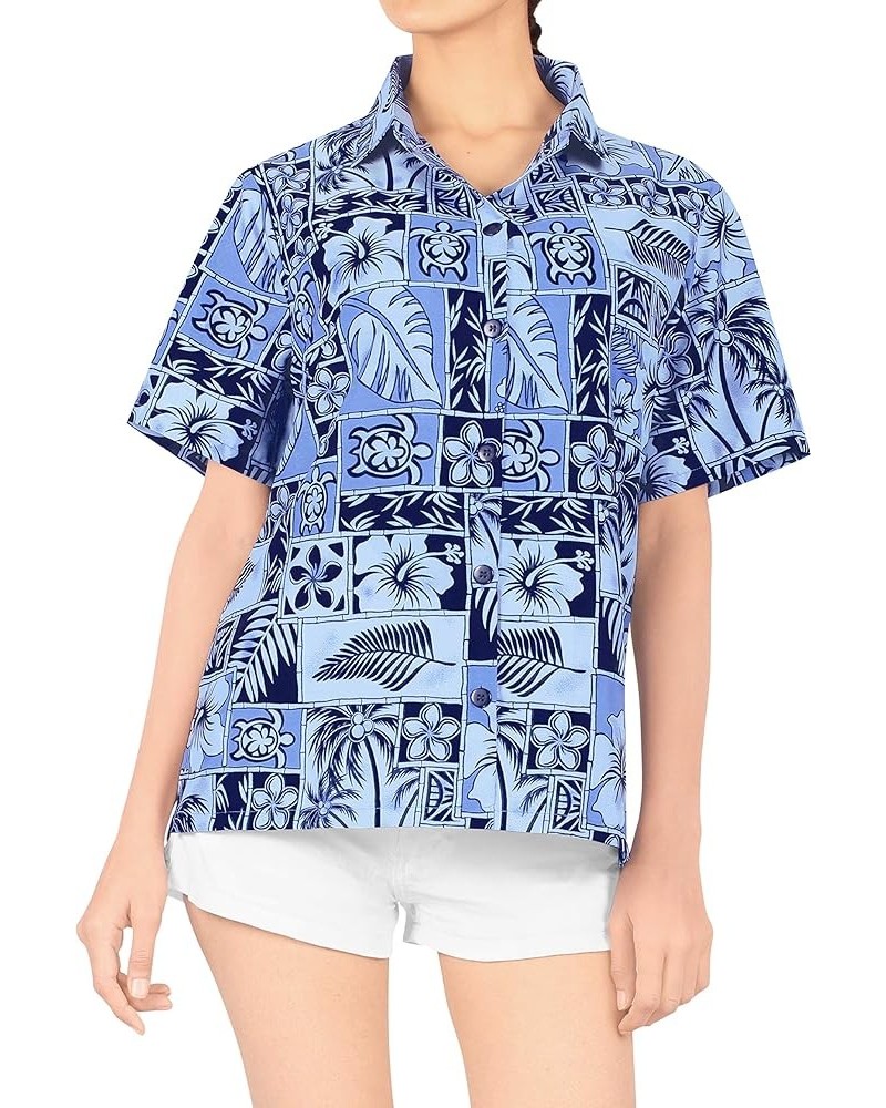 Hawaiian Shirts Womens Beach Short Sleeve Blouse Shirt Button Down Vacation Dress Summer Colorful Blouses for Women Aloha, Bl...
