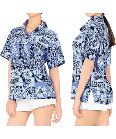 Hawaiian Shirts Womens Beach Short Sleeve Blouse Shirt Button Down Vacation Dress Summer Colorful Blouses for Women Aloha, Bl...