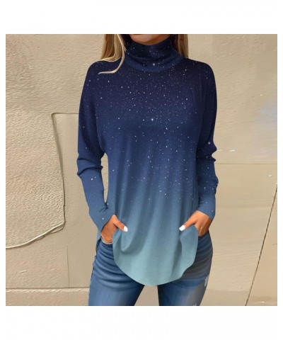 Womens Turtleneck Long Sleeve Shirts Color Block Tunic Tops Fall Dressy Casual Blouses Winter Pullover Sweatshirts B013-dark ...