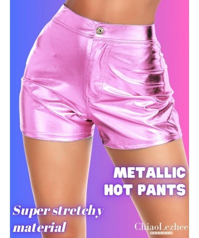 Sexy Booty Shorts, Faux Leather Rave Pants, High Waisted Plus Size Light Pink $19.19 Others