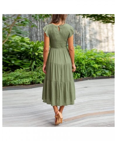 Fashion Women Casual Mid Length Dress Boho Butterfly Sleeve A-Line Long Dress Dresses for Women Summer Dresses Green $5.87 Dr...