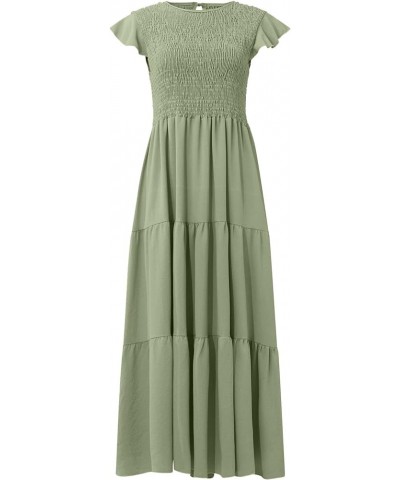 Fashion Women Casual Mid Length Dress Boho Butterfly Sleeve A-Line Long Dress Dresses for Women Summer Dresses Green $5.87 Dr...