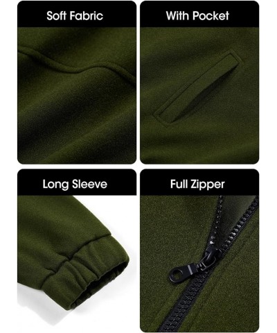 Womens Zip Up Oversized Sweatshirt Fleece Warm Long Sleeve Fall Jacket With Pocket Army Green $9.87 Jackets