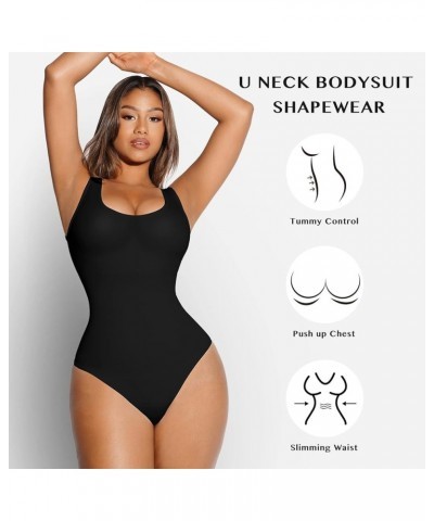 Bodysuit for Women Tummy Control Seamless Fashion Going Out Sleeveless Tank Tops Bodysuit A1-black $22.03 Bodysuits