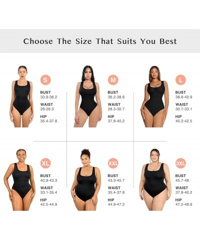 Bodysuit for Women Tummy Control Seamless Fashion Going Out Sleeveless Tank Tops Bodysuit A1-black $22.03 Bodysuits