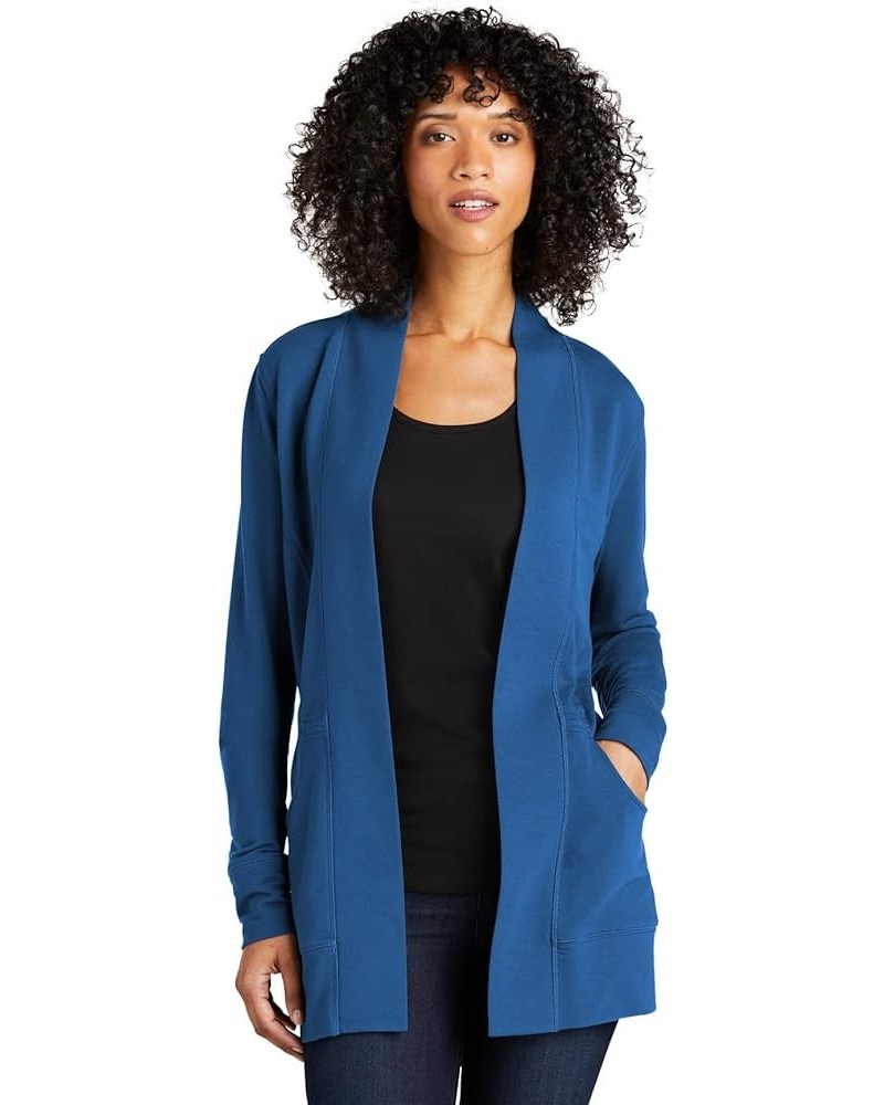 Ladies Microterry Cardigan LK825 Aegean Blue $17.52 Sweaters