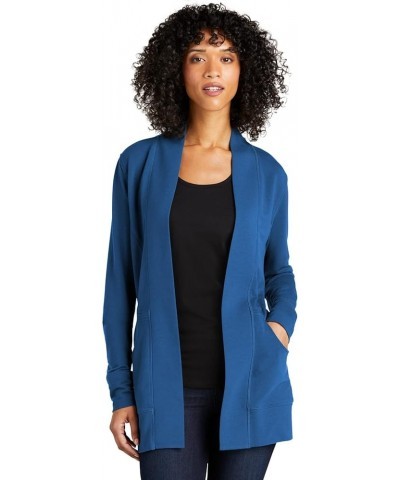 Ladies Microterry Cardigan LK825 Aegean Blue $17.52 Sweaters