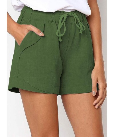 Womens Drawstring Shorts High Waist Solid Color Casual Summer Beach Shorts with Pockets Army Green $9.47 Activewear